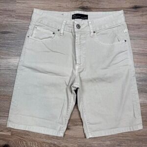 zara men cream casual denim shorts